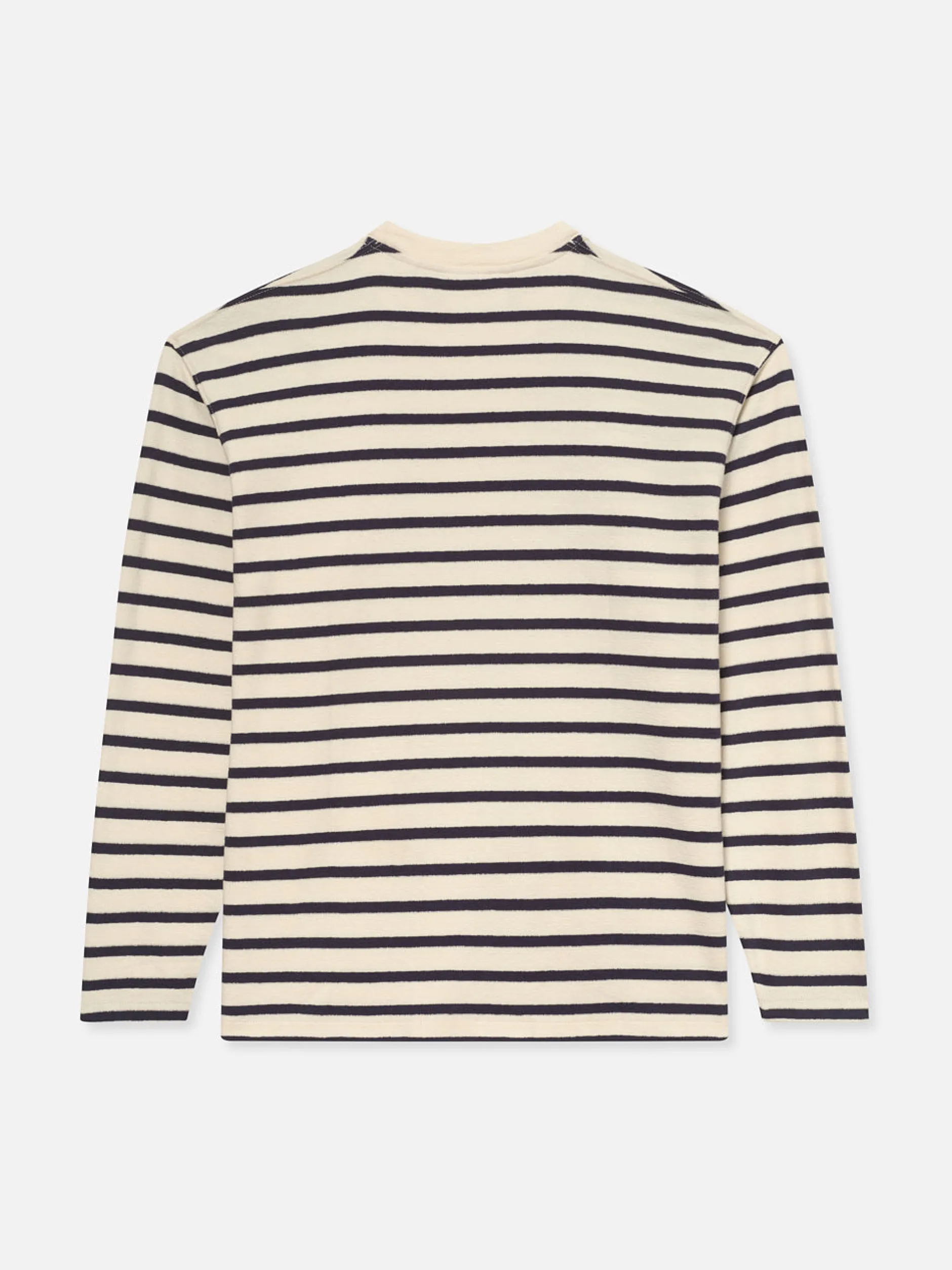 FRAME Long Sleeve Relaxed Striped Tee in Dark Navy Stripe< Tees & Polos
