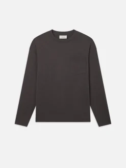 FRAME Long Sleeve Woolen Tee in< Tees & Polos