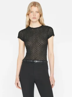 FRAME Mesh Lace Baby Tee in<Women Tops & Blouses