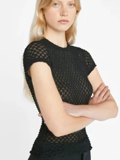 FRAME Mesh Lace Baby Tee in<Women Tops & Blouses
