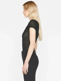 FRAME Mesh Lace Baby Tee in<Women Tops & Blouses