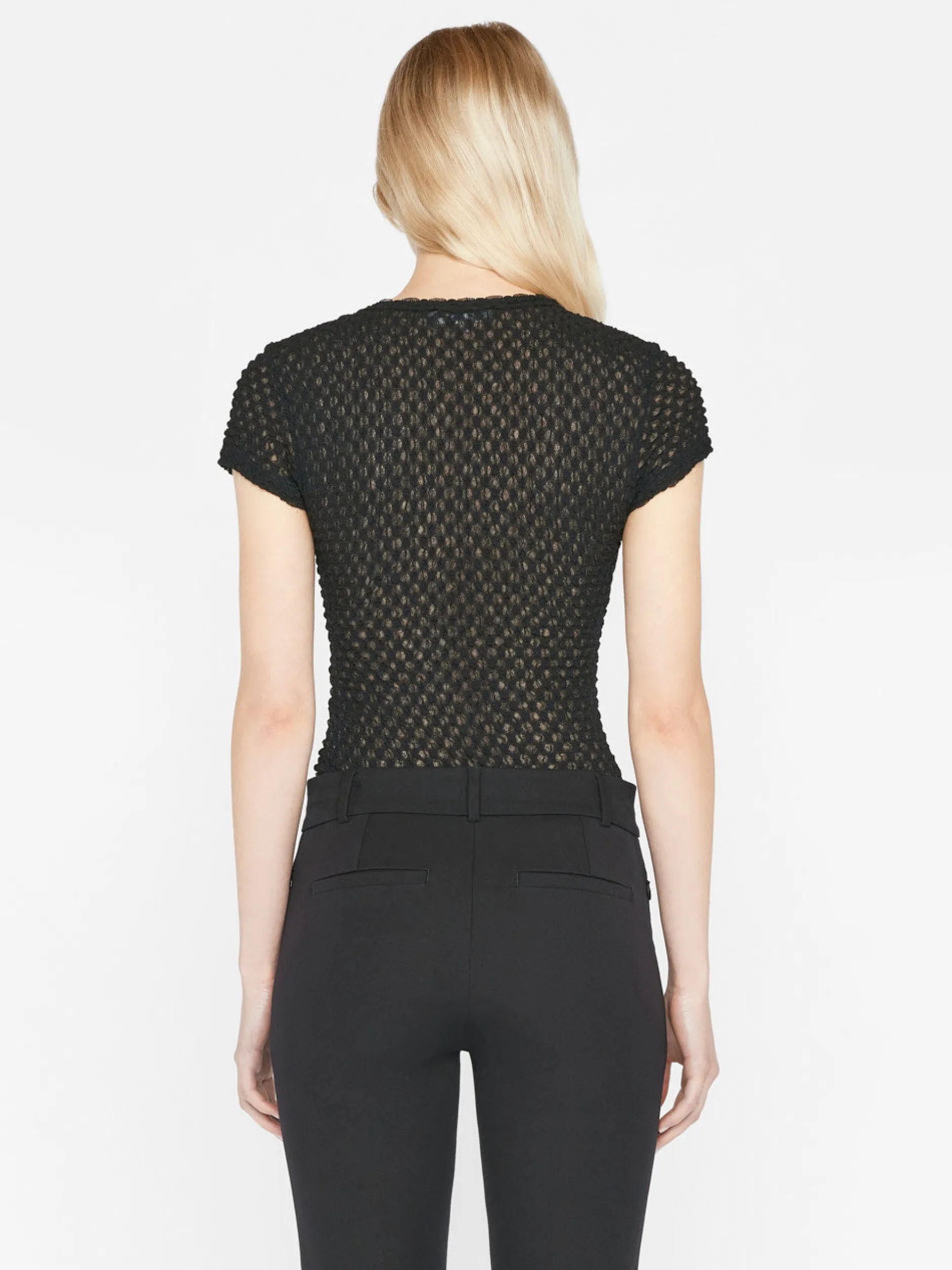 FRAME Mesh Lace Baby Tee in<Women Tops & Blouses