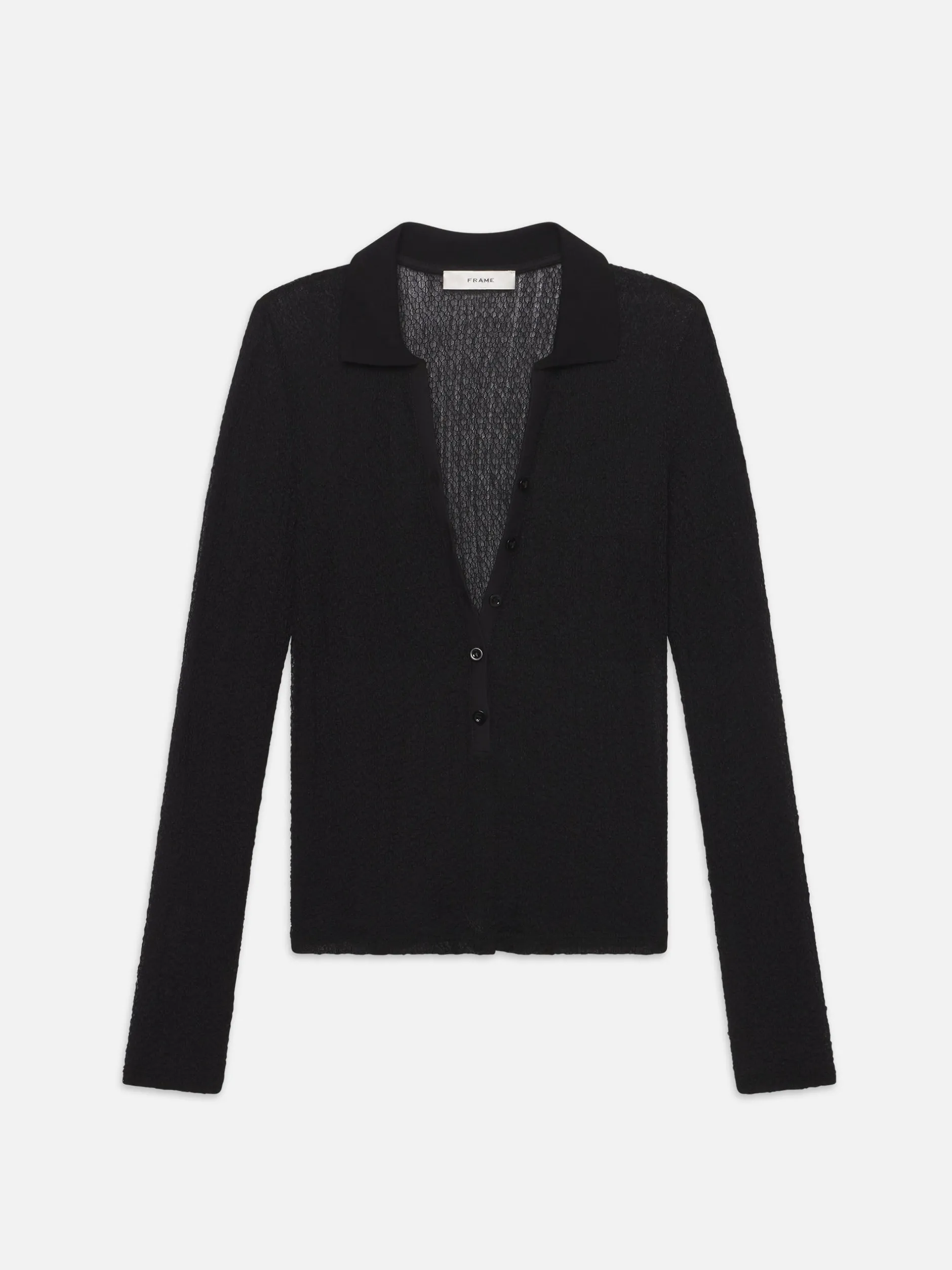 FRAME Mesh Lace Long Sleeve Polo in<Women Tops & Blouses