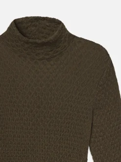 FRAME Mesh Lace Turtleneck in Rich Military<Women Tops & Blouses