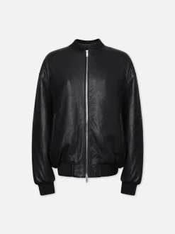 FRAME Oversized Leather Bomber in<Women Leather & Suede|Jackets & Coats