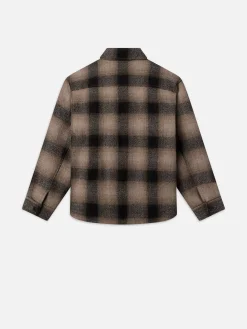 FRAME Padded Plaid Shirt Jacket in Brown Plaid< Jackets & Coats