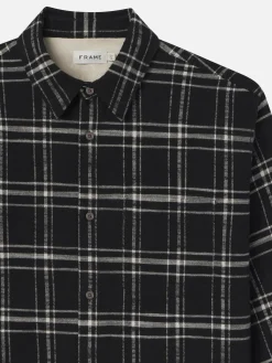 FRAME Plaid Overshirt in Black Plaid< Jackets & Coats|Shirts