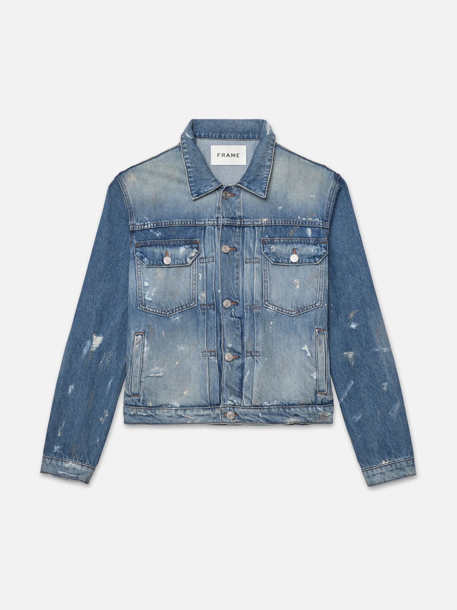 FRAME Pleated Jacket in Raywood Rips< Denim Jackets|Jackets & Coats