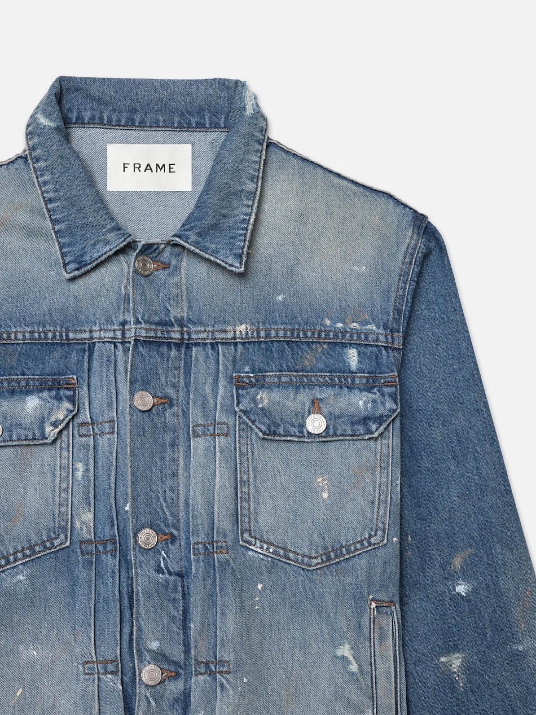 FRAME Pleated Jacket in Raywood Rips< Denim Jackets|Jackets & Coats