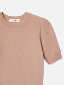 FRAME Pointelle Puff Sleeve Sweater in<Women Sweaters