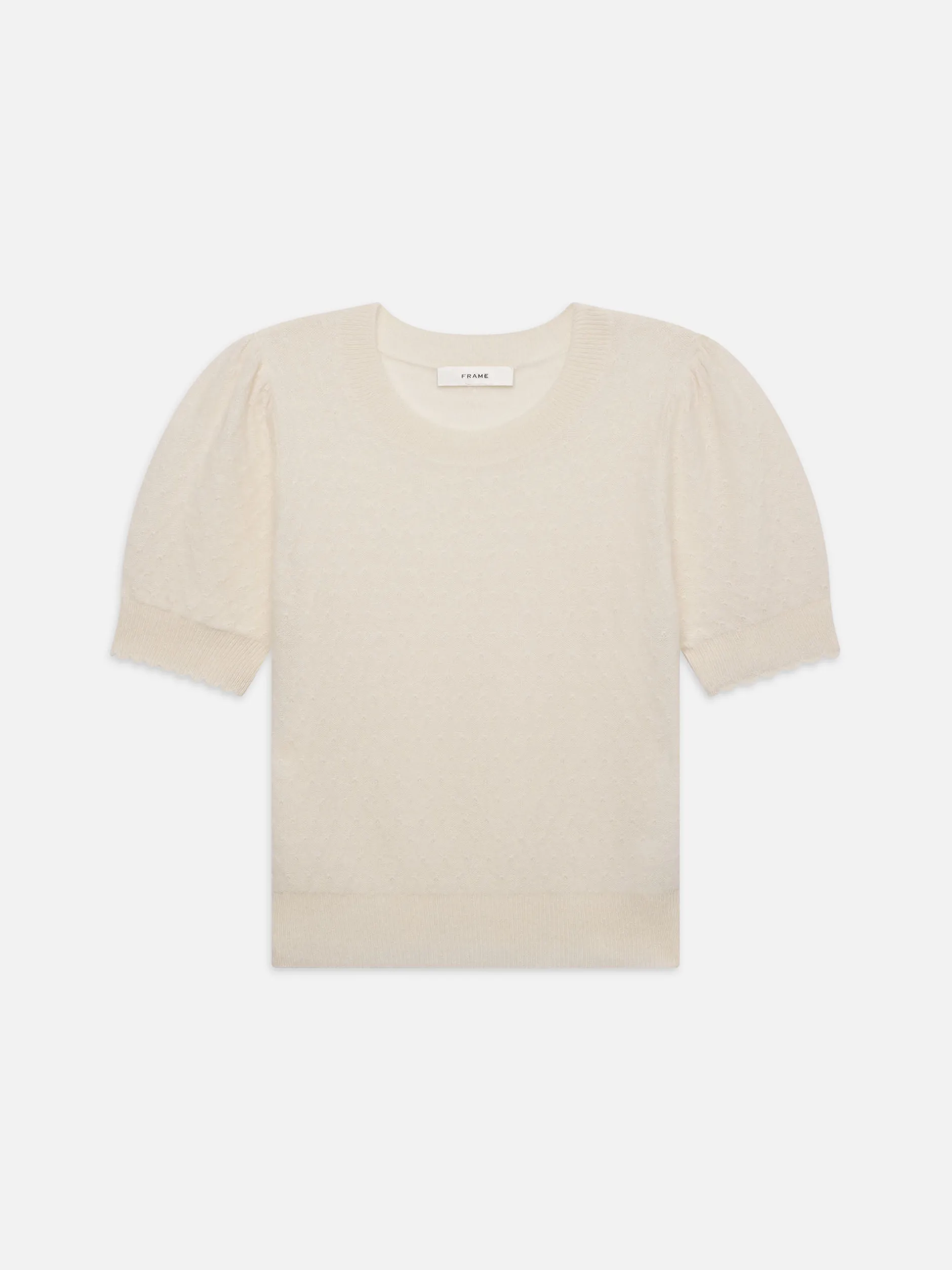 FRAME Pointelle Puff Sleeve Sweater in<Women Sweaters
