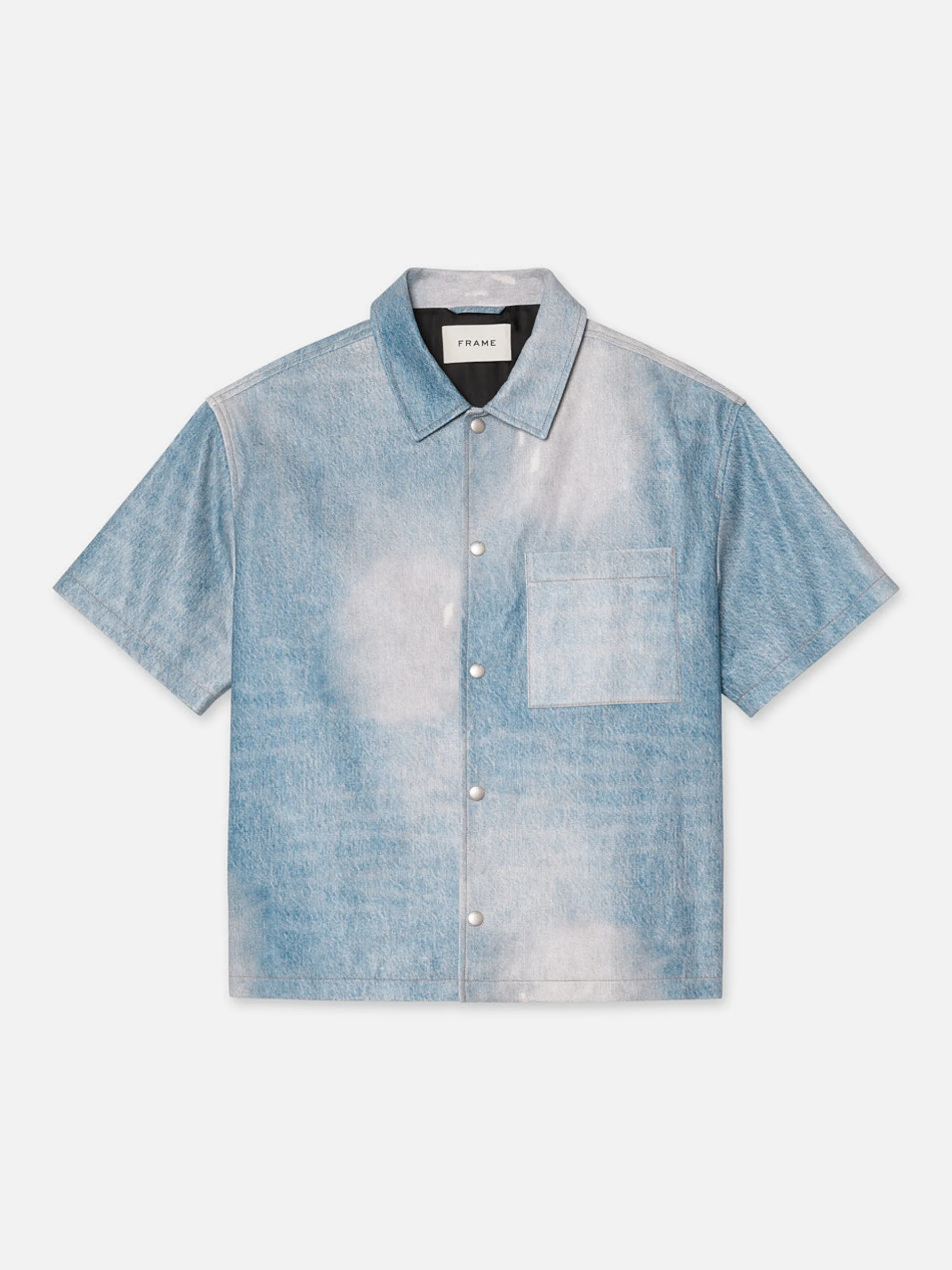 FRAME Printed Denim Leather Shirt in< Leather & Suede