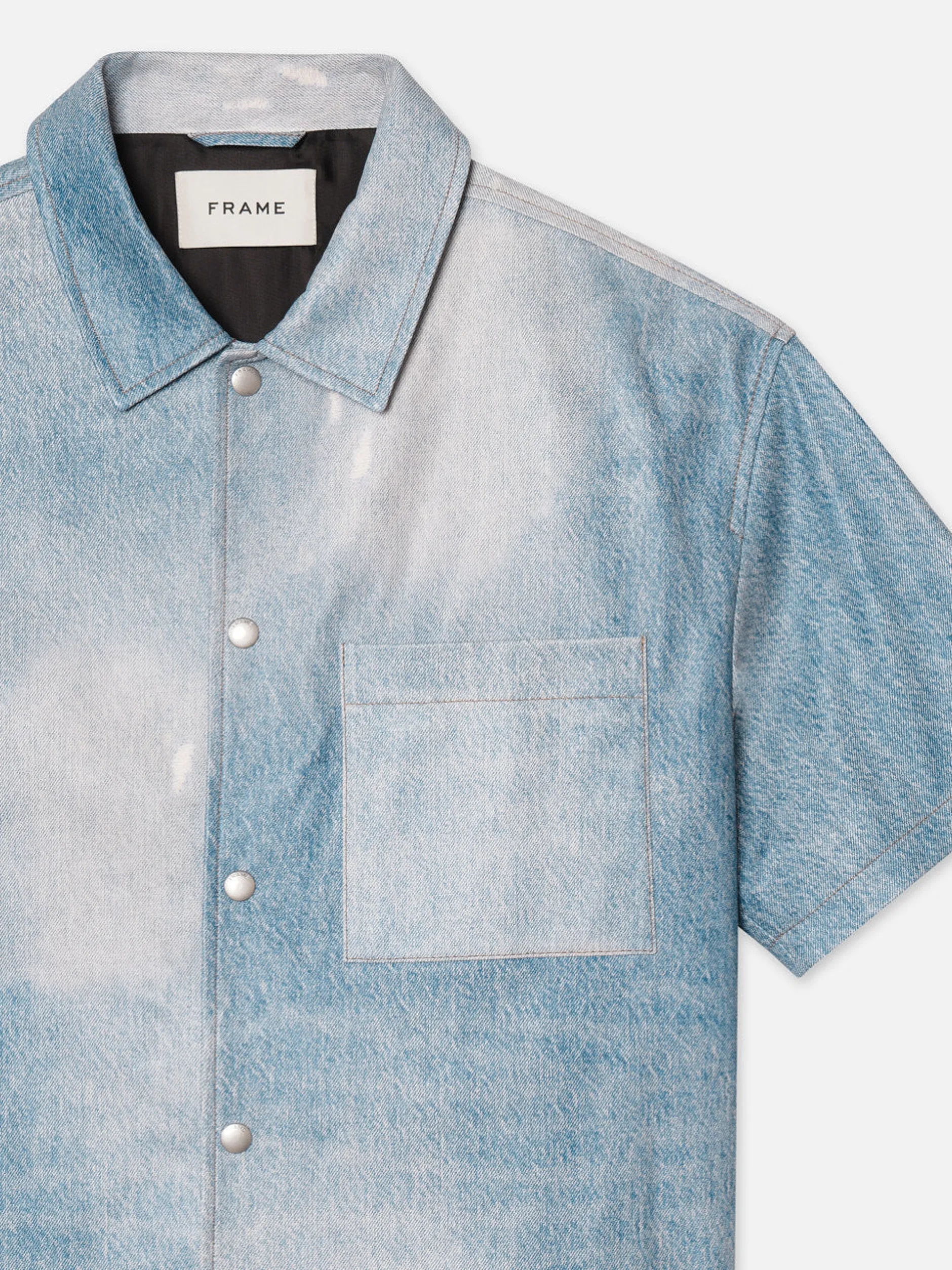 FRAME Printed Denim Leather Shirt in< Leather & Suede