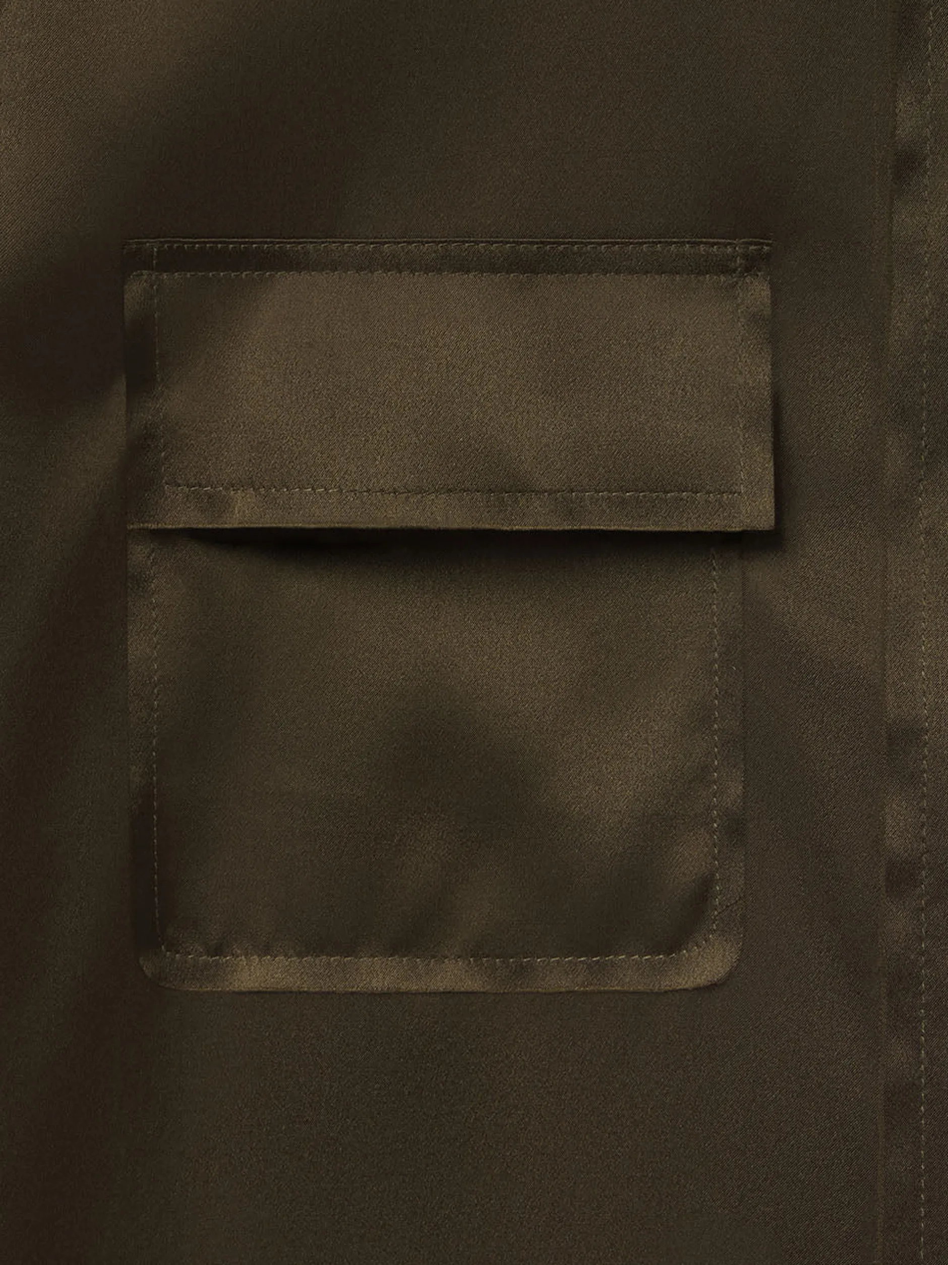 FRAME Raw Edge Double Pocket Shirt in Rich Military<Women Tops & Blouses