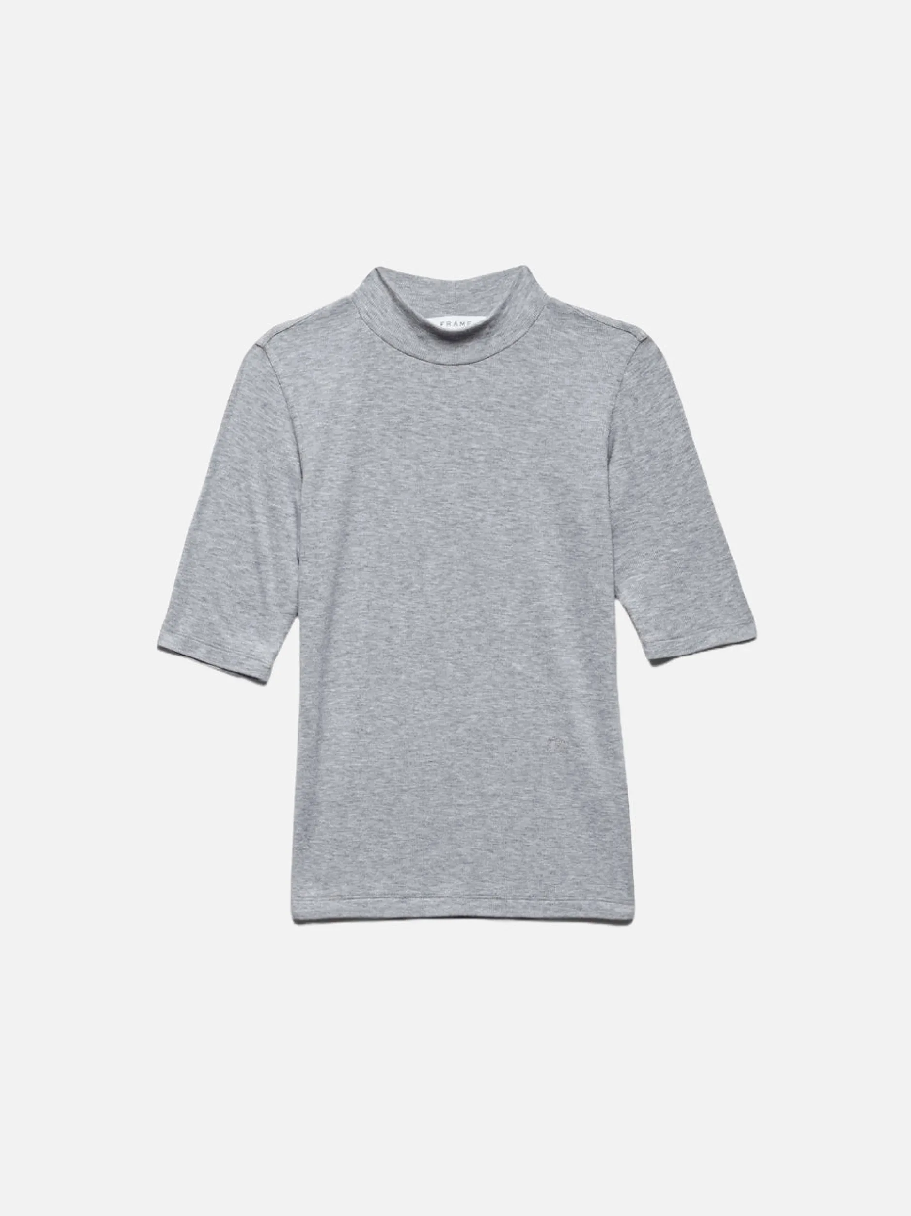 FRAME Refined Rib Mock Neck in Gris Heather<Women Tanks & Tees