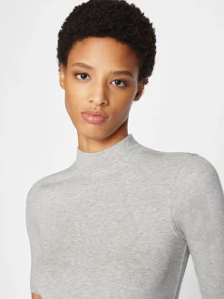 FRAME Refined Rib Mock Neck in Gris Heather<Women Tanks & Tees