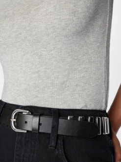 FRAME Refined Rib Mock Neck in Gris Heather<Women Tanks & Tees