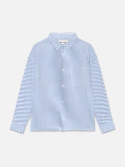 FRAME Relaxed Blue Striped Shirt in Blue Stripe< Shirts