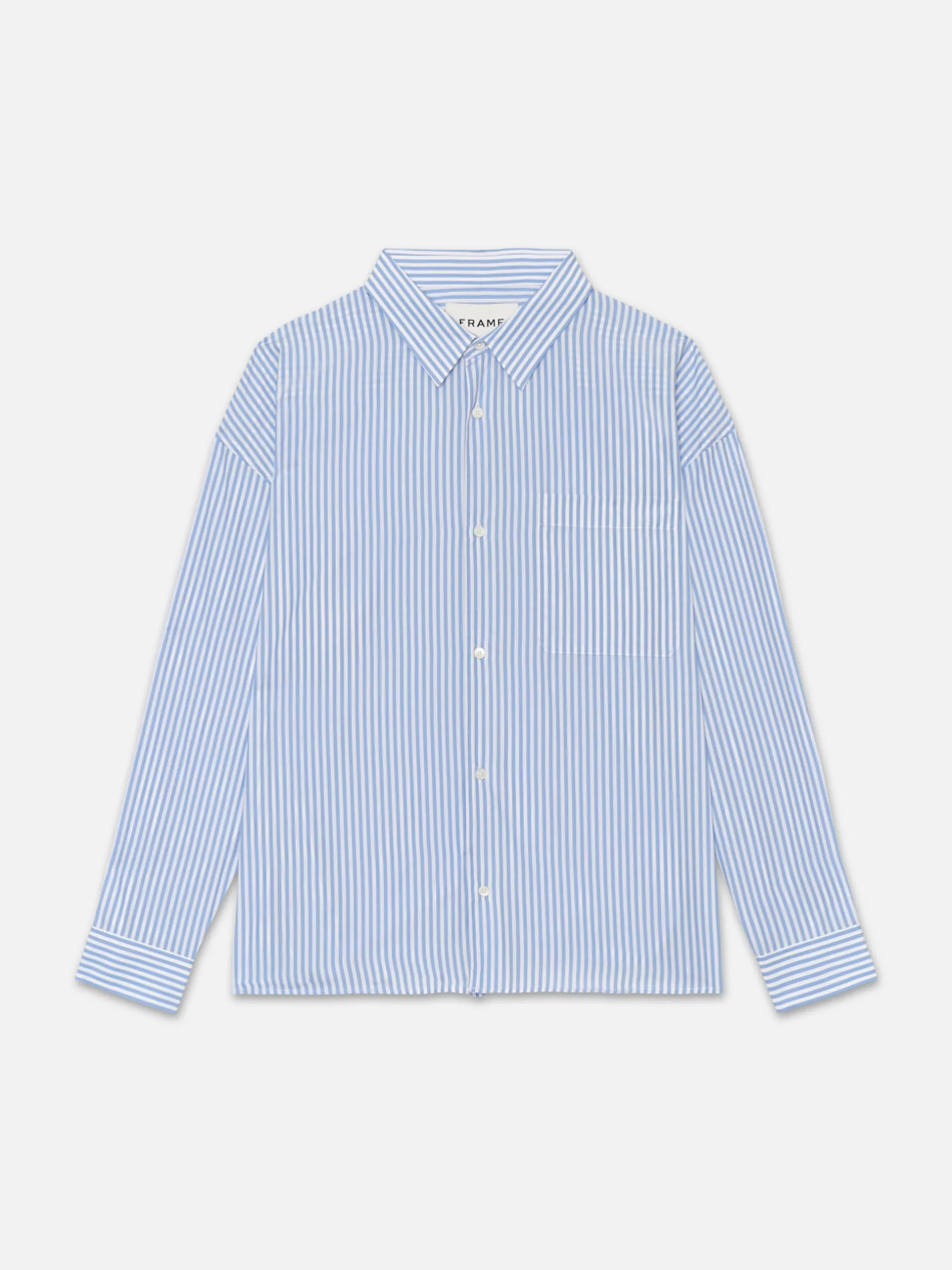 FRAME Relaxed Blue Striped Shirt in Blue Stripe< Shirts
