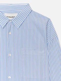 FRAME Relaxed Blue Striped Shirt in Blue Stripe< Shirts
