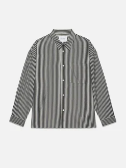 FRAME Relaxed Classic Shirt in Dark Navy Stripe< Shirts