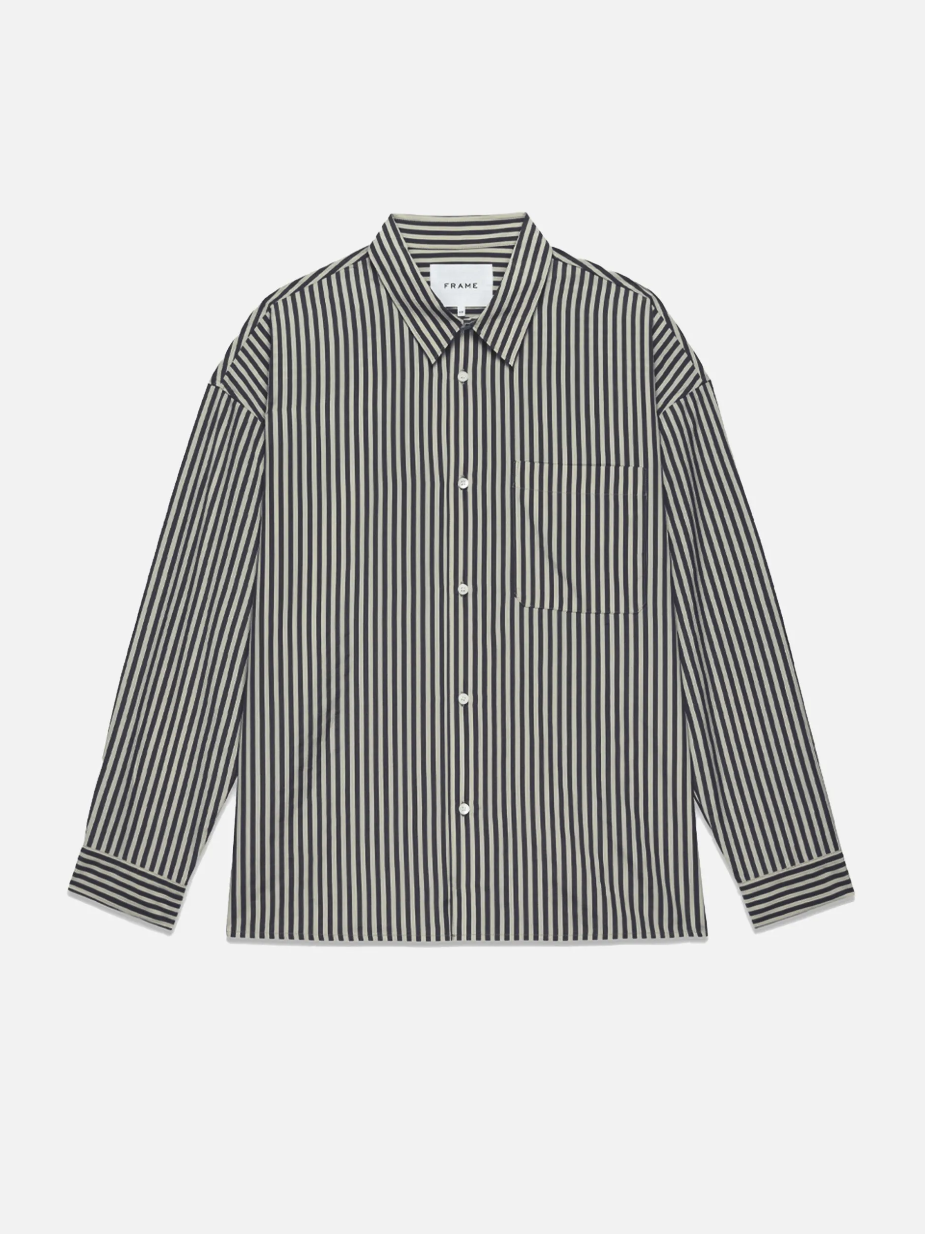 FRAME Relaxed Classic Shirt in Dark Navy Stripe< Shirts