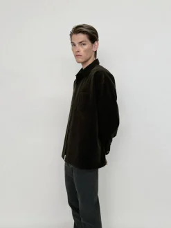 FRAME Relaxed Corduroy Overshirt in Dark Olive< Jackets & Coats|Shirts