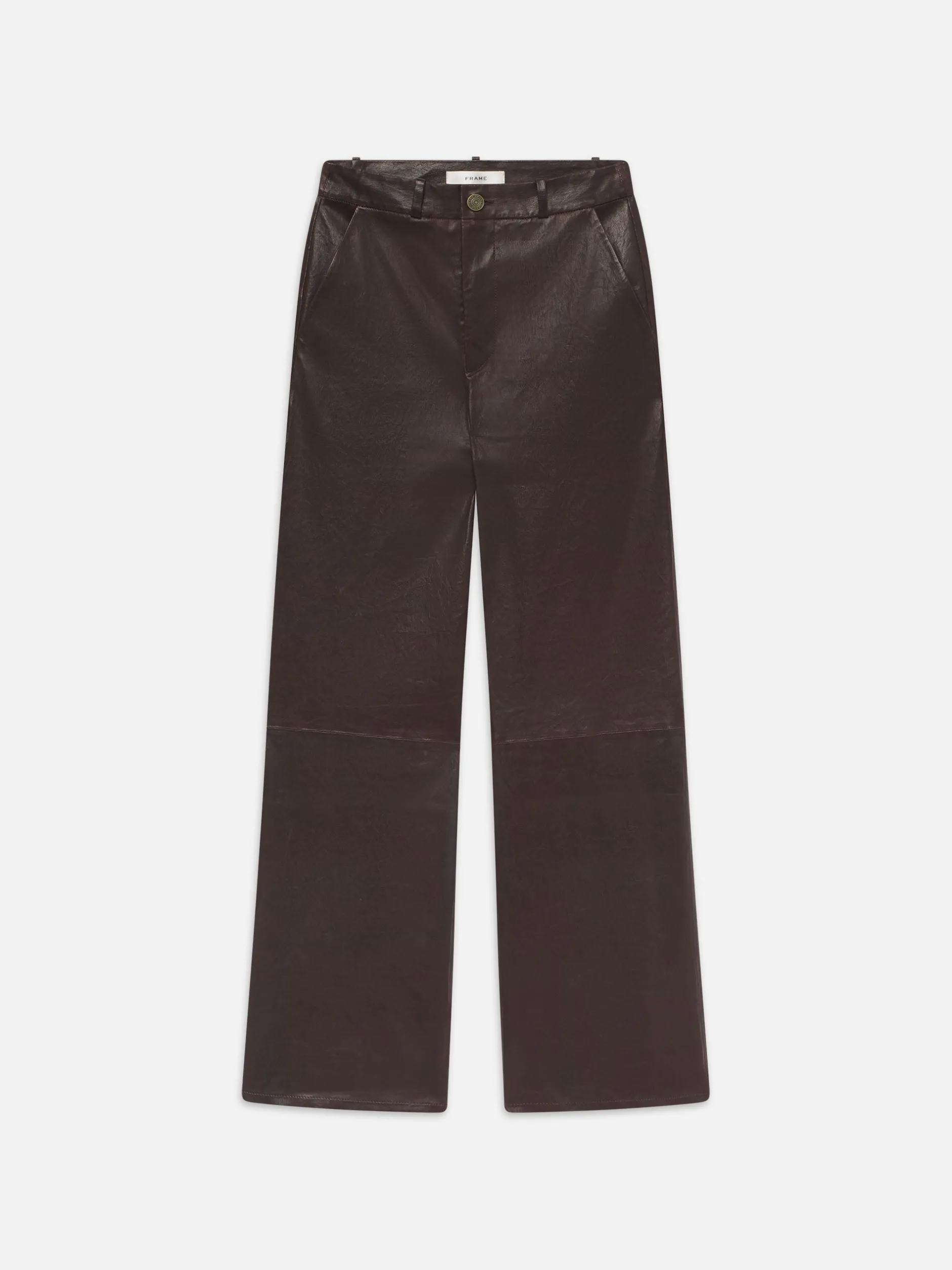 FRAME Relaxed Leather Trouser in Chocolate Brown<Women Leather & Suede|Pants