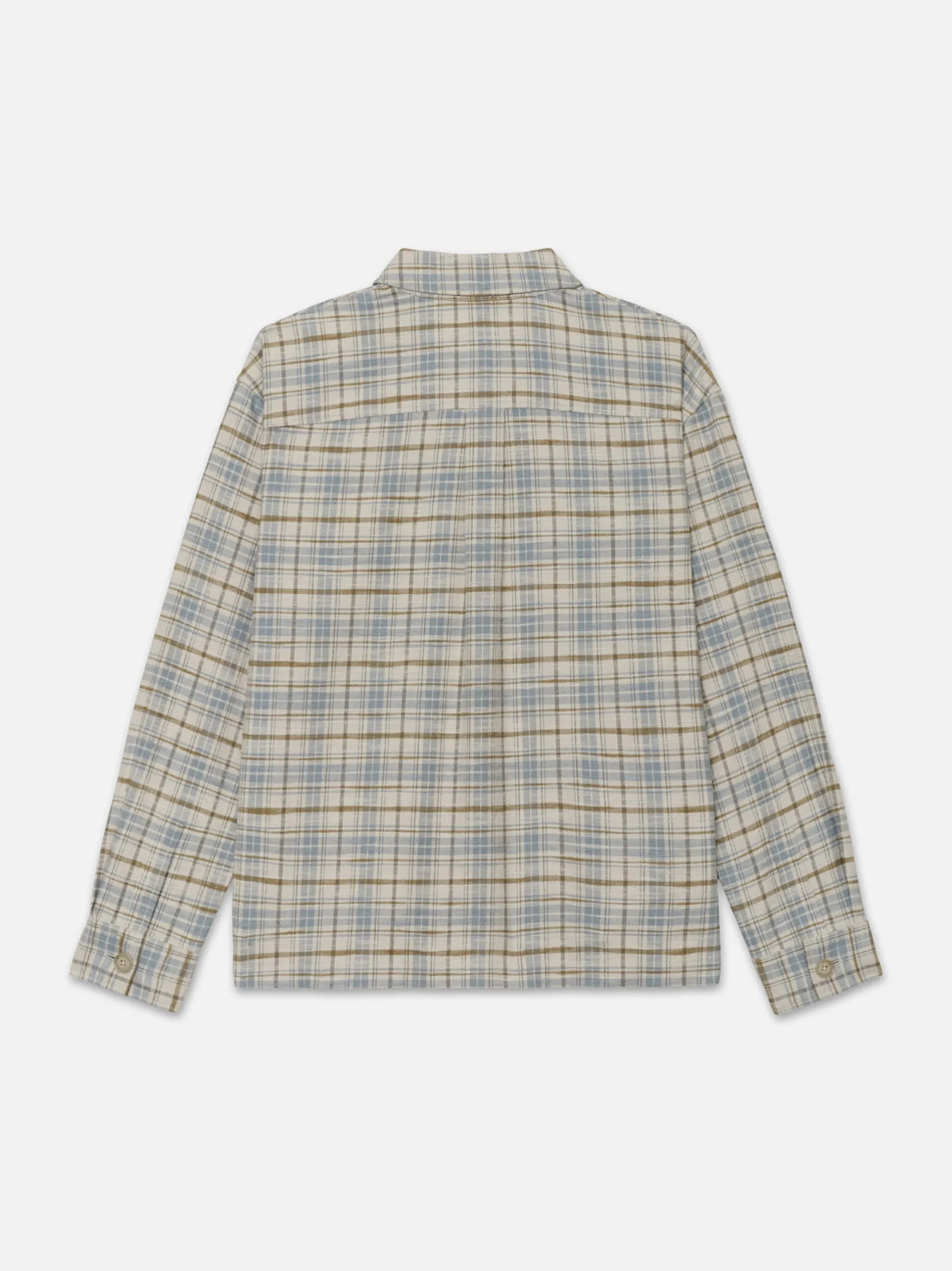 FRAME Relaxed Plaid Shirt Jacket in Light Blue Plaid< Jackets & Coats
