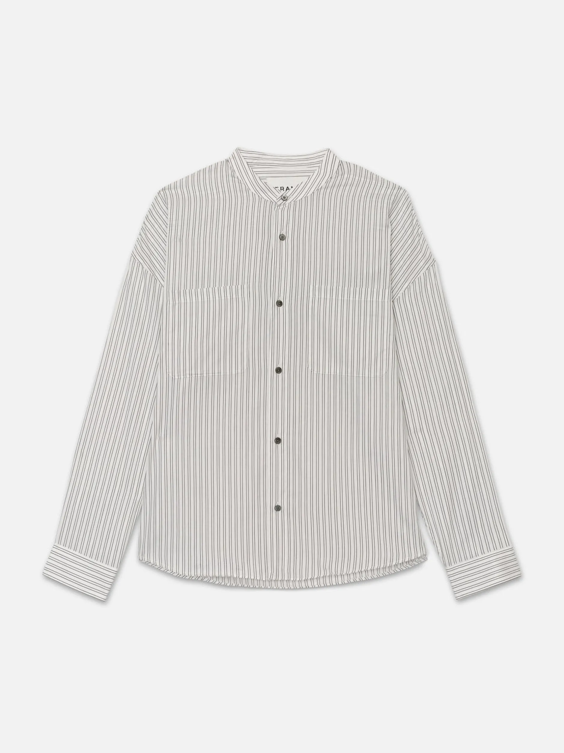 FRAME Relaxed Striped Shirt in Black White Stripe< Shirts