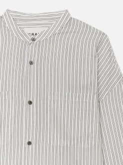 FRAME Relaxed Striped Shirt in Black White Stripe< Shirts