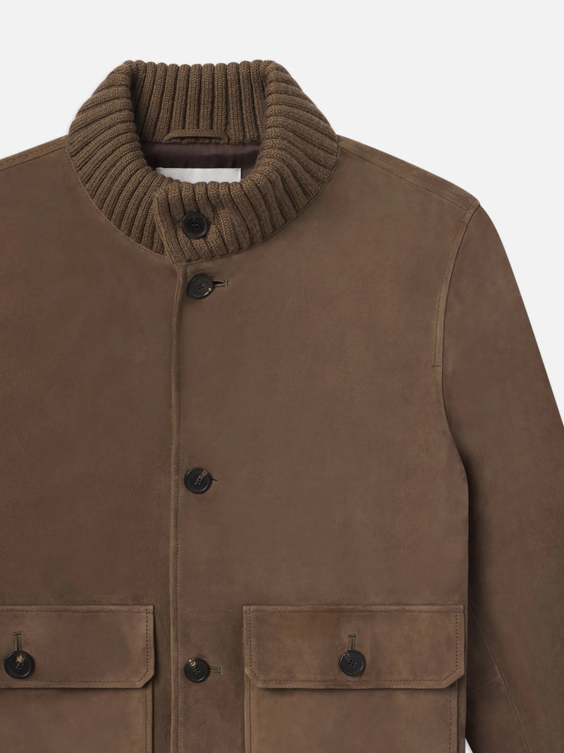 FRAME Rib Collar Suede Bomber in Soft Mocha< Leather & Suede|Jackets & Coats