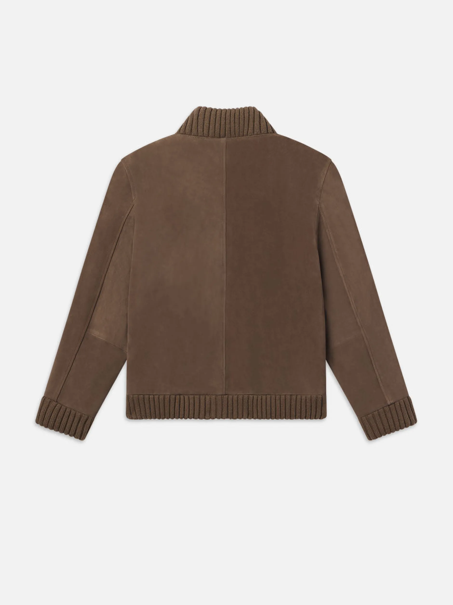 FRAME Rib Collar Suede Bomber in Soft Mocha< Leather & Suede|Jackets & Coats