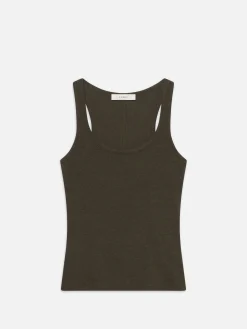 FRAME Rib Scoop Neck Tank in Rich Military Heather<Women Tanks & Tees
