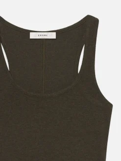 FRAME Rib Scoop Neck Tank in Rich Military Heather<Women Tanks & Tees