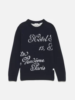 FRAME Ritz Mens Crew Sweater in Navy Multi< Sweaters & Hoodies