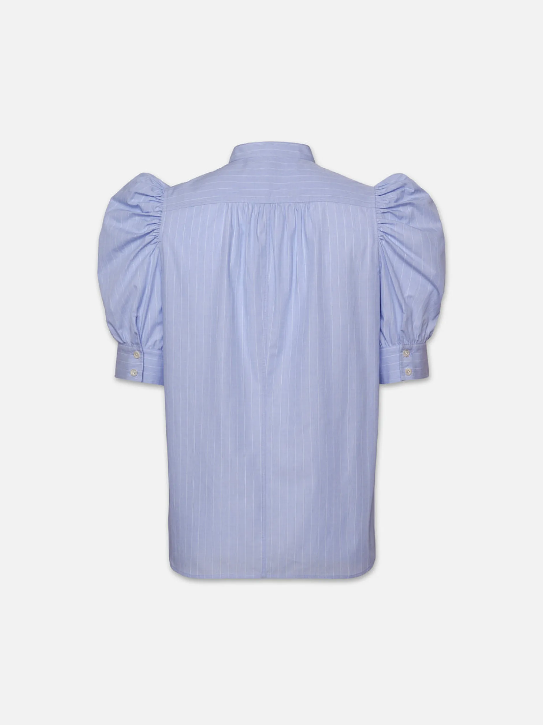FRAME Ruched Puff Sleeve Shirt in Chambray Blue<Women Tops & Blouses