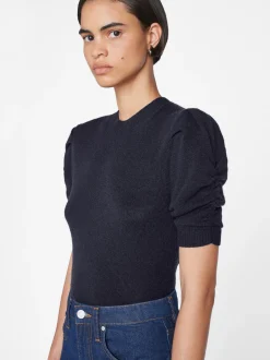 FRAME Ruched Sleeve Cashmere Sweater in<Women Sweaters
