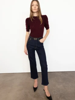 FRAME Ruched Sleeve Cashmere Sweater in<Women Sweaters