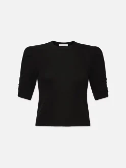 FRAME Ruched Sleeve Cashmere Sweater in<Women Sweaters
