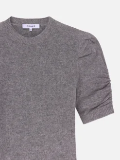 FRAME Ruched Sleeve Cashmere Sweater in Gris Heather<Women Sweaters