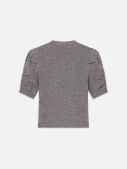 FRAME Ruched Sleeve Cashmere Sweater in Gris Heather<Women Sweaters