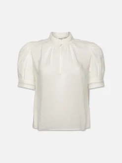 FRAME Ruffle Collar Inset Lace Top in<Women Tops & Blouses