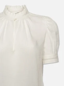 FRAME Ruffle Collar Inset Lace Top in<Women Tops & Blouses