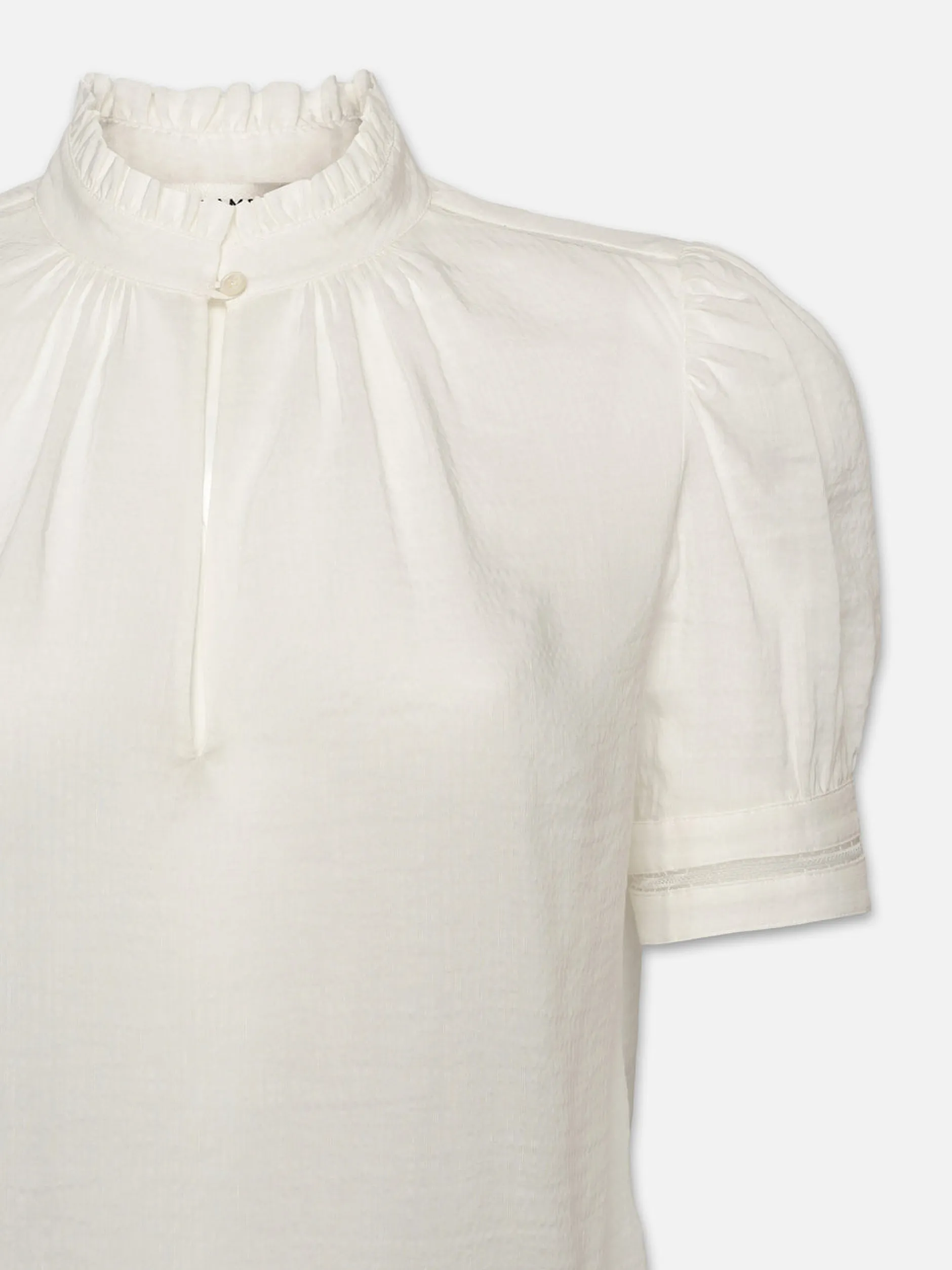 FRAME Ruffle Collar Inset Lace Top in<Women Tops & Blouses