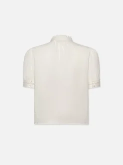 FRAME Ruffle Collar Inset Lace Top in<Women Tops & Blouses