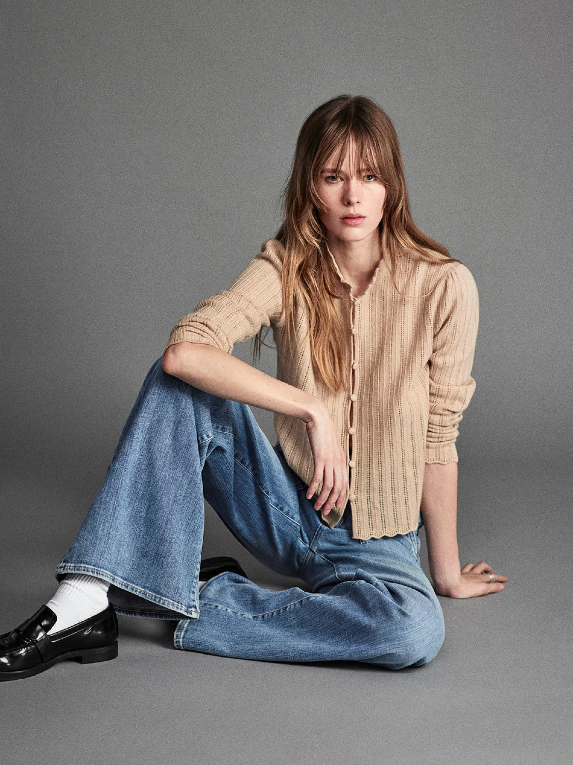 FRAME Ruffle Neck Cardi in<Women Sweaters