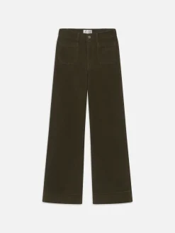FRAME 70's Cropped Wide Leg Corduroy in Rich Military<Women Wide Leg