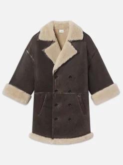 FRAME Shearling Cocoon Coat in<Women Leather & Suede|Jackets & Coats