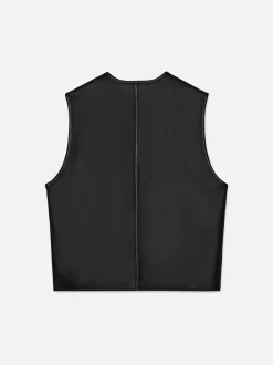 FRAME Shearling Vest in Stone Beige/Black< Leather & Suede|Jackets & Coats
